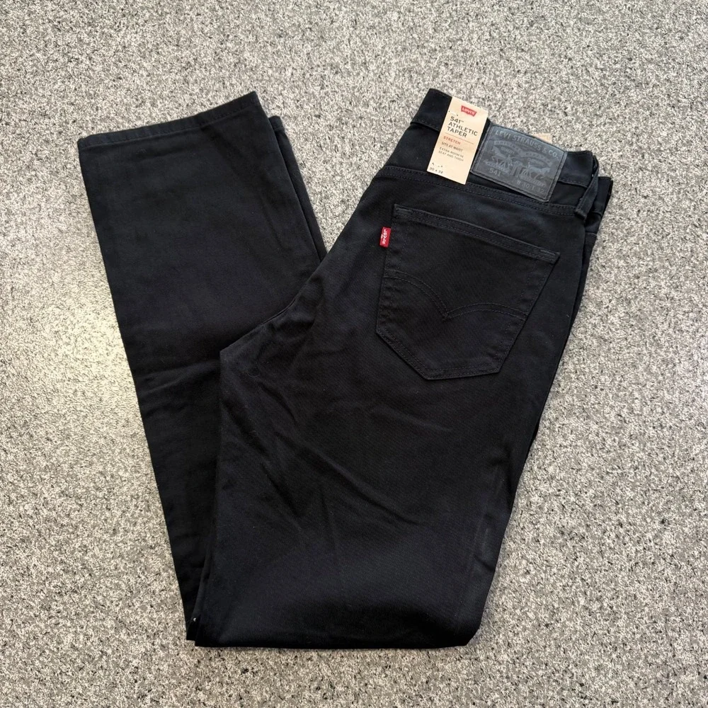 Levis 541 Athletic Taper Jeans Mens 30x32 Black Stretch Denim
